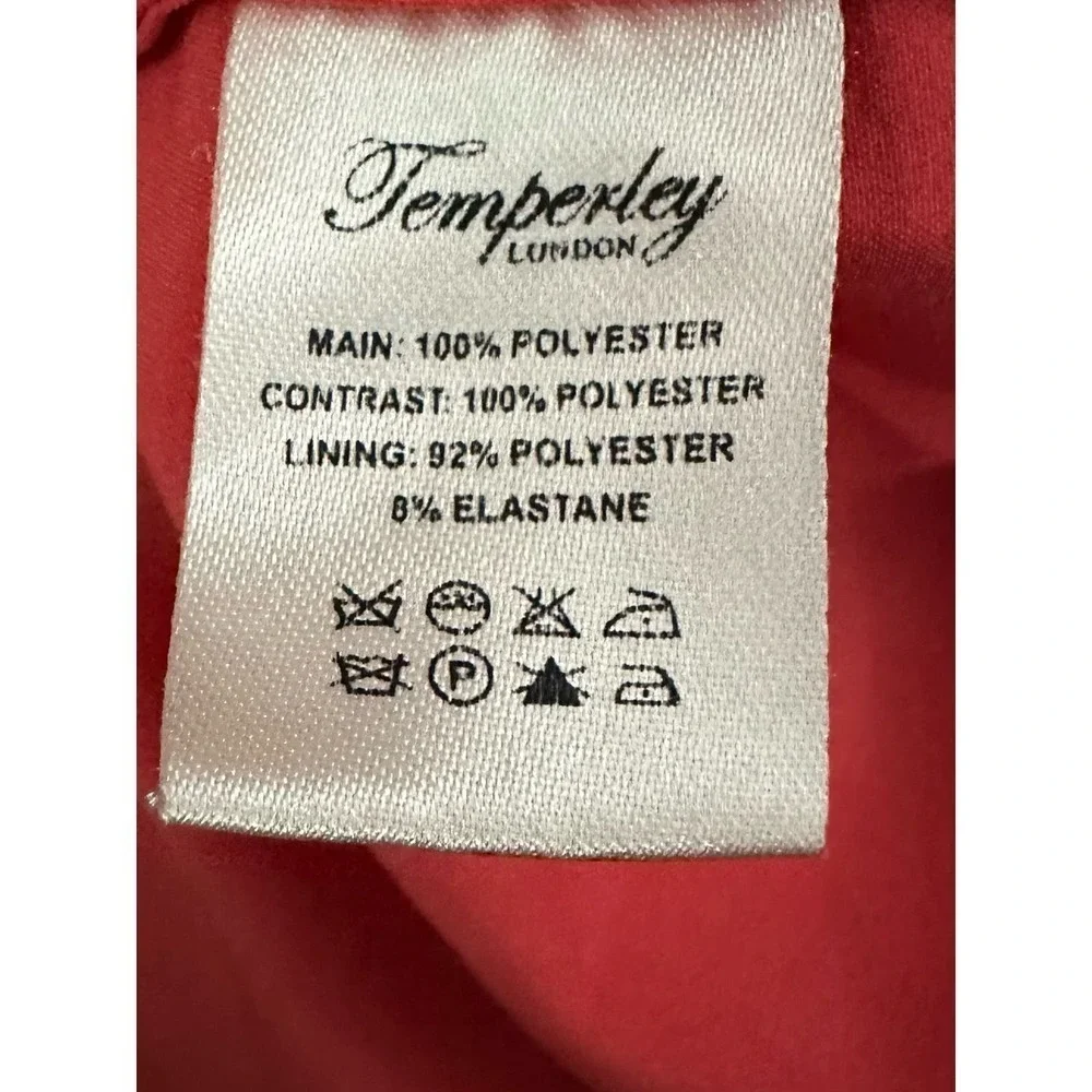 TEMPERLEY LONDON Pink Coral Berry Lace Cocktail Dress Ruffle - Sz 8 - Picture 4 of 6